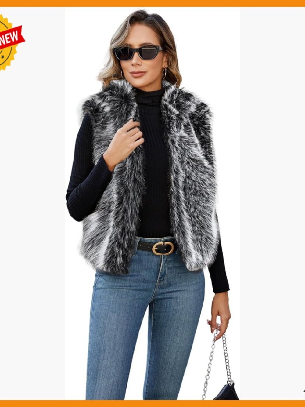 Faux Fur Vest Sleeveless Open Front Cardigan with Pockets